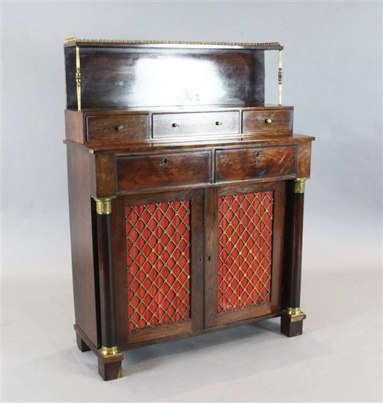 A Regency rosewood chiffonier, W.3ft 1in. D.1ft 2in. H.4ft 1in.